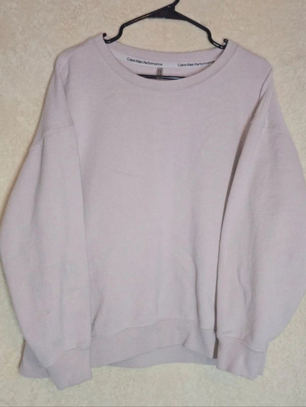 Calvin Klein Performance Crewneck Pullover Longsleeve Sweater Solid Beige Size X